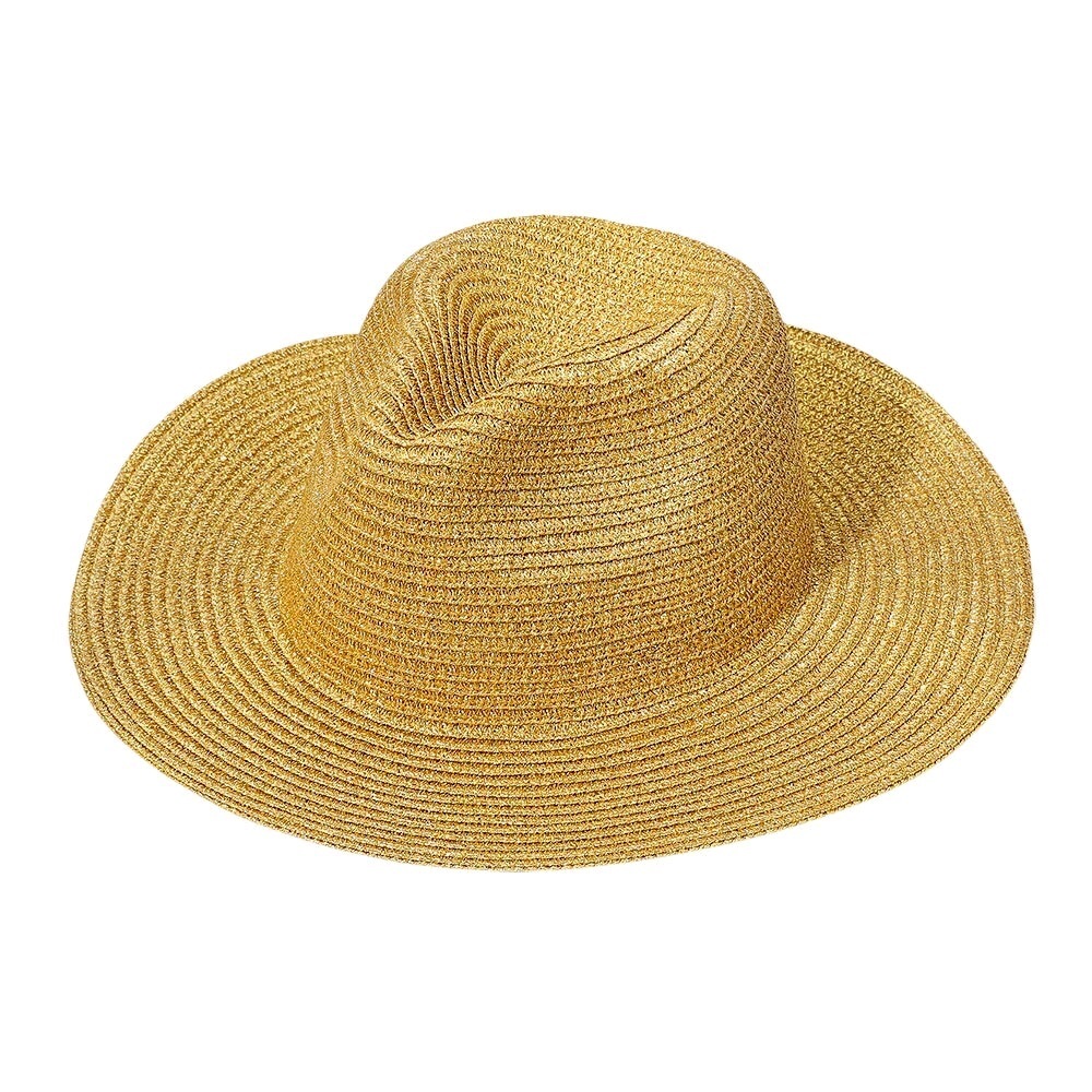Metallic Gold or Silver Woven Fedora Sun Hat